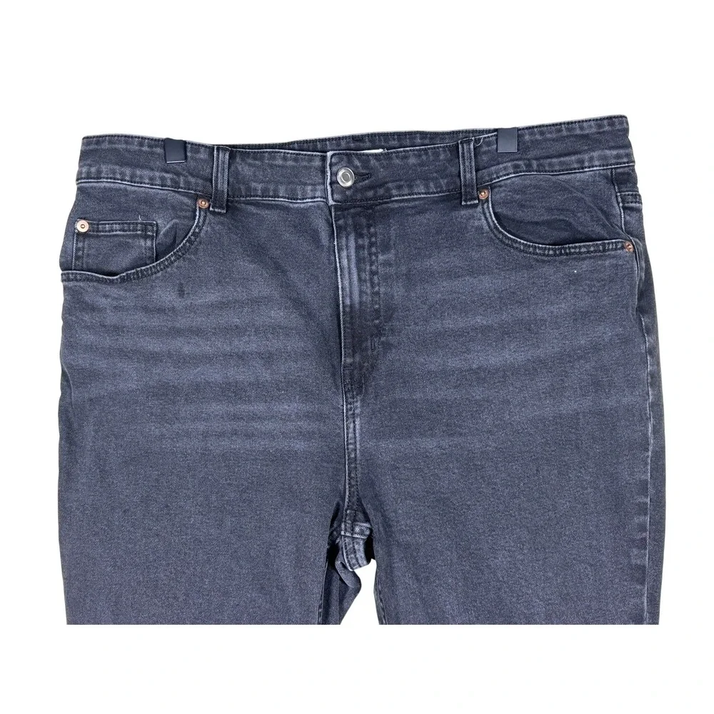 HM Womens High Waisted Skinny Jeans Faded Black Size 18 Tapered‎ Leg Denim
